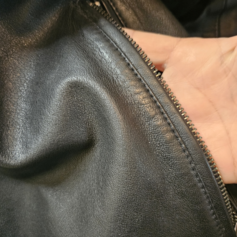 Moonshine Spirit Boot Barn Men's Black Leather Military Moto Jacket XL - Picture 7 of 14
